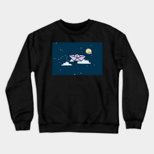 Flying origami boat Crewneck Sweatshirt